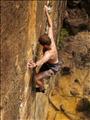 James Taylor about to enter the crux section of Looks Poxable, 21, Berowra